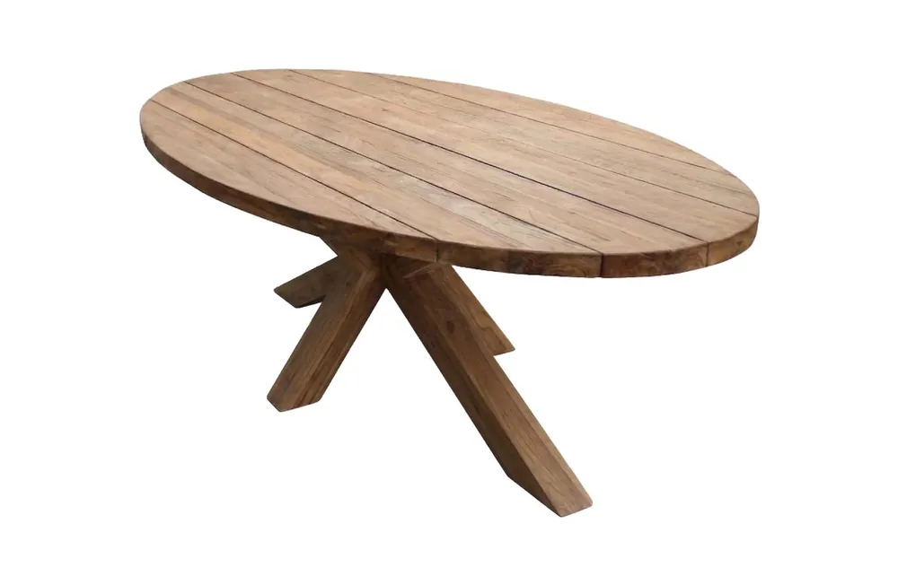 Ovale tuintafel Palu 240x120cm Teakhout Houten poot Koop Vandaag
