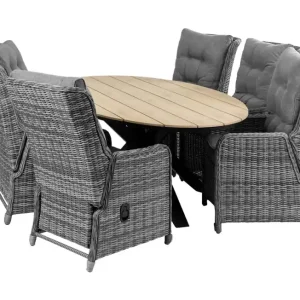 Finale Uitverkoop 7-delige tuinset 6 Dublin v. stoelen 220cm ovale tafel