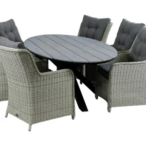 7-delige tuinset 6 Dublin stoelen 220cm ovale tuintafel Gratis Retour