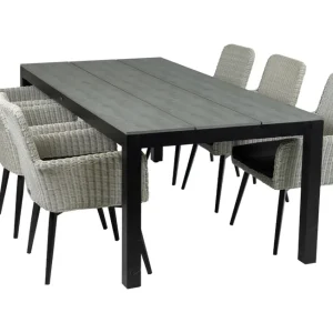 7-delige tuinset Pisa stoelen (White) 225cm tuintafel Fabrieksprijs