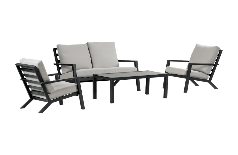 Stoel-bank loungeset Bezano met 2-persoonsbank Aluminium Rechtstreeks Van De Fabrikant