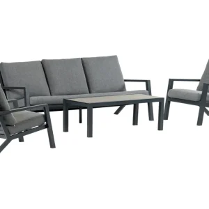 4-delige Loungeset met 3-persoonsbank Bezano Aluminium Snelle Levering