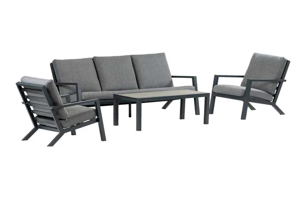 4-delige Loungeset met 3-persoonsbank Bezano Aluminium Snelle Levering