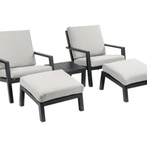 Superprijs 2x loungestoel Bezano + 2x Voetenbank Bezano Off-White