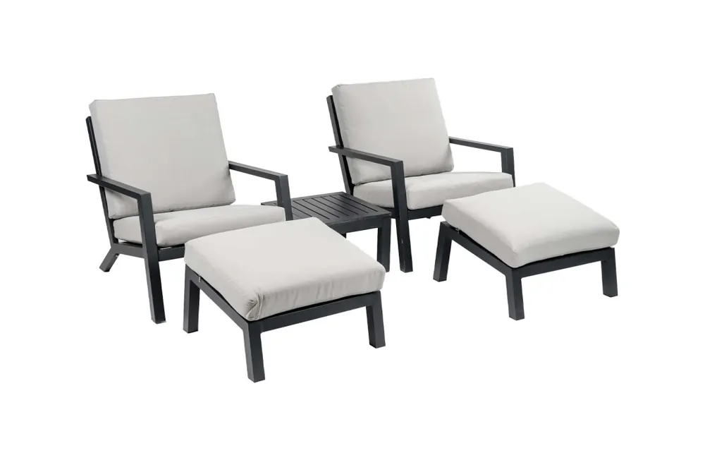 Superprijs 2x loungestoel Bezano + 2x Voetenbank Bezano Off-White