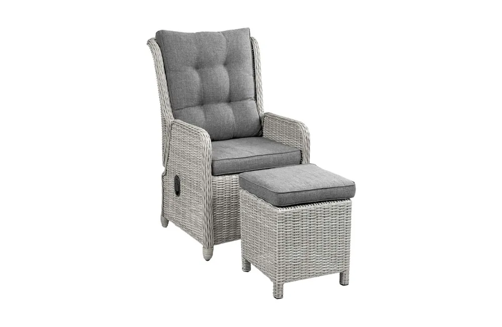 Alleen Vandaag Dublin tuinstoel verstelbaar Mystic Grey + Hocker 40x40 Mystic Grey