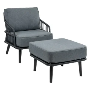 Isabel Loungestoel Black + Isabel Hocker Black Beperkt Aanbod