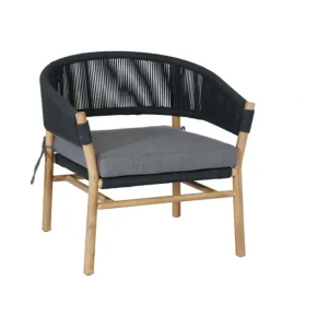 Nu Kopen Low Dining stoel Denver Teaklook & Black Aluminium & Rope