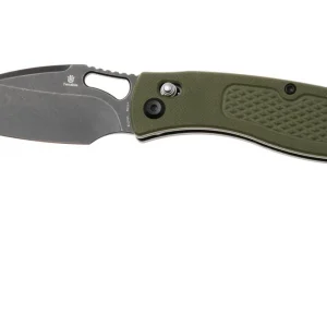 Op = Op Tenable Knives Heron B2124V5 Blackwashed Nitro-V, Olive Green G10, zakmes, Johan Jordaan design