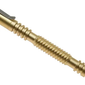 Rick Hinderer Spiral Investigator Pen Brass/Messing, beadblasted, tactische pen Uitverkoop