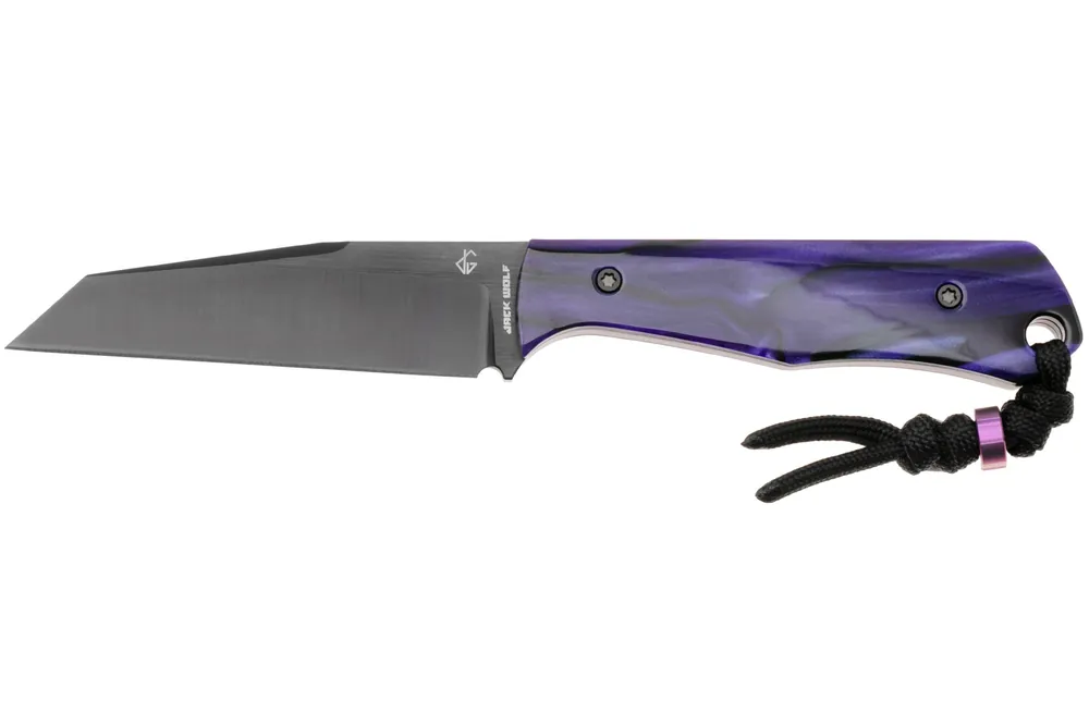 Aanbieding Jack Wolf Collusion COLLU-01-KIR-PUR-WAV DLC S90V, Kirinite Purple Wave, vaststaand mes, Jakeb Creates design