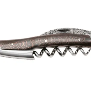 Favoriet Forge de Laguiole 00008359, Munin Stainless Damascus, Hand Chiseled Bee, Fat Carbon Copper kelnersmes