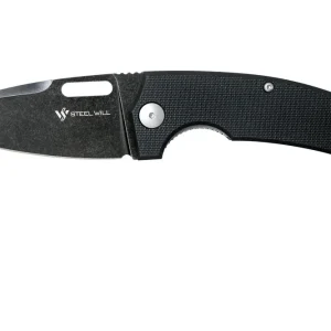 Beperkte Voorraad Steel Will Piercer F40-09 Blackwashed, Black G10, Linerlock zakmes, Tommaso Rumici design