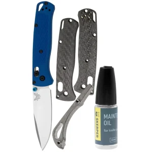 Benchmade Bugout met Flytanium Carbonfiber scales & titanium backpacer en olie Direct Verzonden