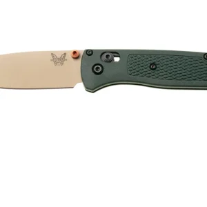 Benchmade Bugout 535TN-2601, McMillan Tan Cerakote Elmax, Taiga Green Grivory zakmes Betrouwbaar