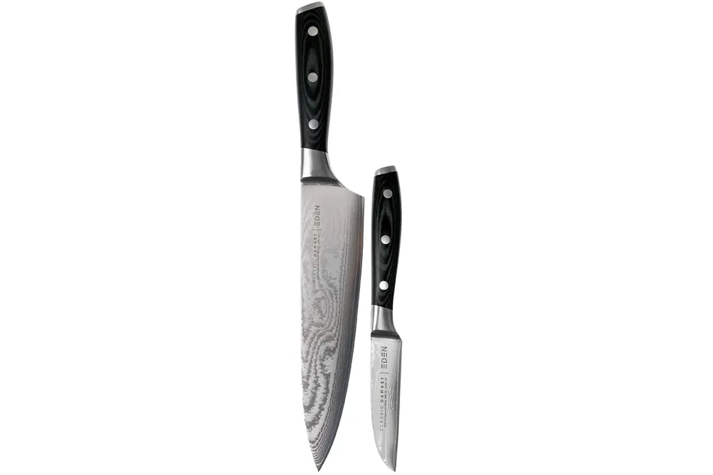 Eden Classic Damast koksmes 20cm en schilmes Finale Uitverkoop