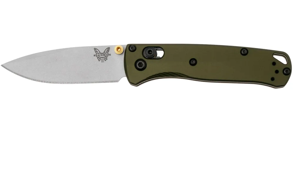 Actieprijs Benchmade Mini Bugout 533SL-10 Crushed Silver Cerakote CPM S90V, Woodland Green Aluminum, zakmes
