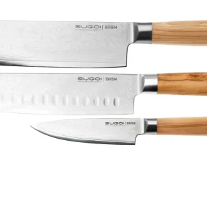 Bestel Nu Eden Sugoi Olive 3-delige messenset santoku, nakiri en officemes