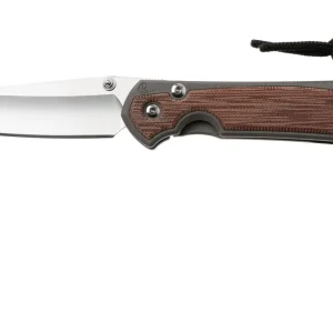 Lage Kosten Chris Reeve Small Sebenza 31 S31-1230, Stonewashed CPM MagnaCut Tanto, Sand Blasted Titanium, Natural Canvas Micarta Inlay zakmes