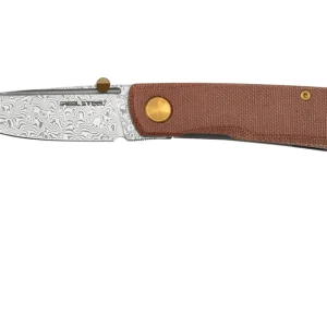 Aanbieding Real Steel Luna Boost Premium, Damascus, Brown Micarta Knivesandtools Exclusive zakmes