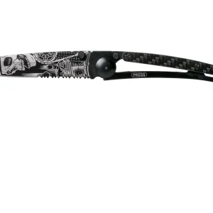 Actieprijs Deejo Tattoo Serrated Black 37g, Carbon fiber, Ride or Die 1GC000511 zakmes