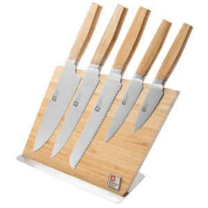 Richardson Sheffield Nomad bamboe 11111K514K20 5-delige messenset met magnetisch messenblok Direct Beschikbaar