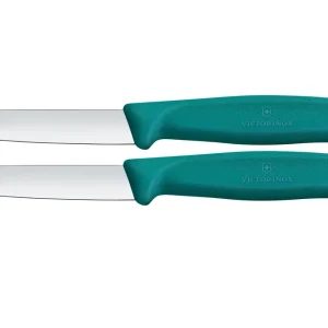 Beste Prijs Victorinox Swiss Classic 6.7604.2C1 Straight, Green, set van 2 groentemesjes, 8 cm