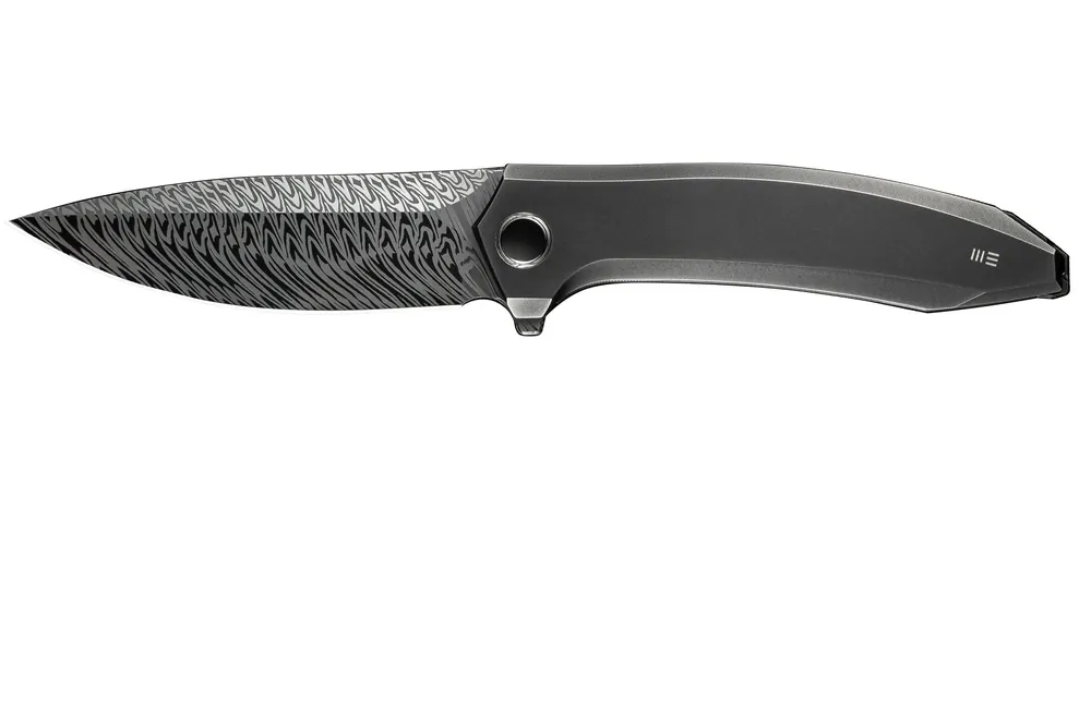 WE Knife Acuminal WE23070-DS1 Fafnir Damasteel, Polished Gray Titanium, zakmes Voordeelprijs