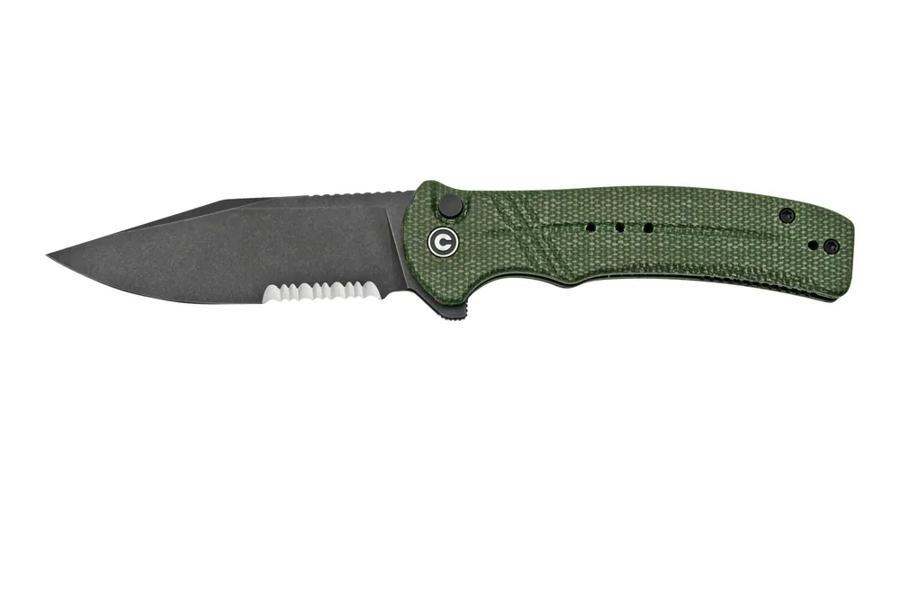 Civivi Cogent C20038E-4 Blackwashed Serrated Edge, Green Micarta zakmes Laatste Kans