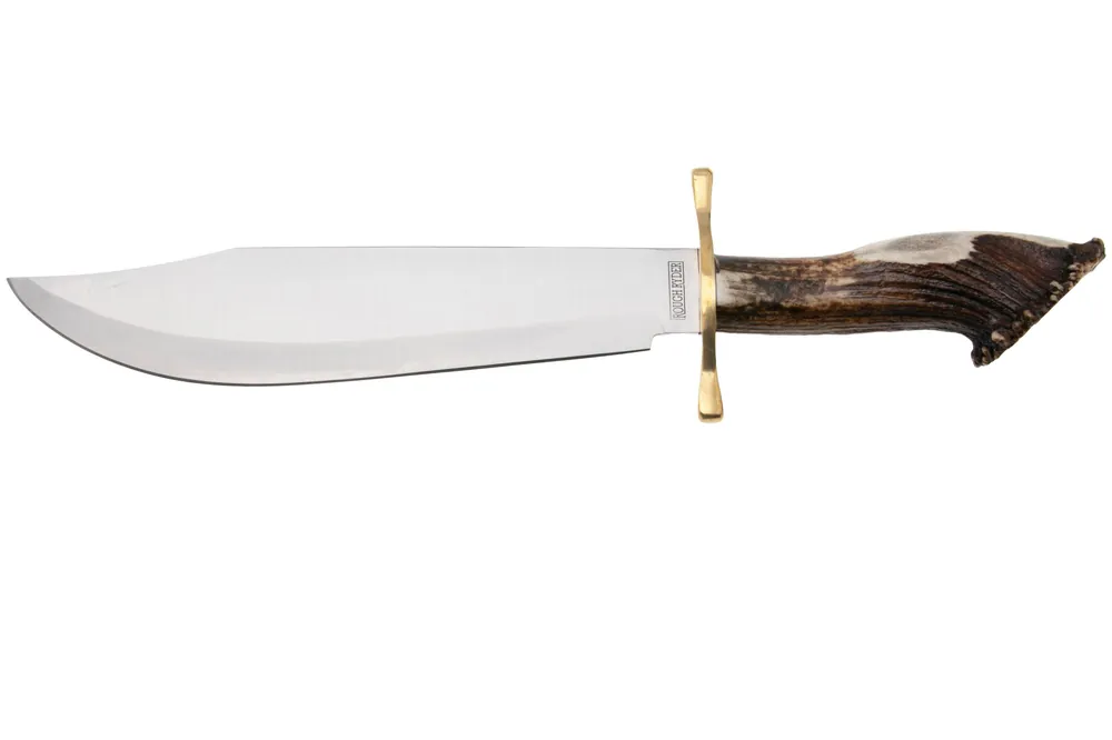 Veilige Betaling Rough Ryder Crown Stag Bowie RR2590, Satin Stainless, Antler, vaststaand mes