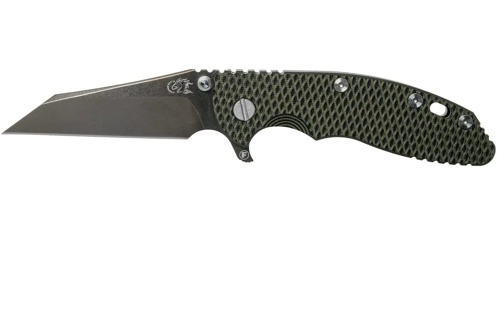 Rick Hinderer XM-18 3.5" Wharncliffe Fatty 20CV, black/OD-green G10 zakmes Laatste Versie