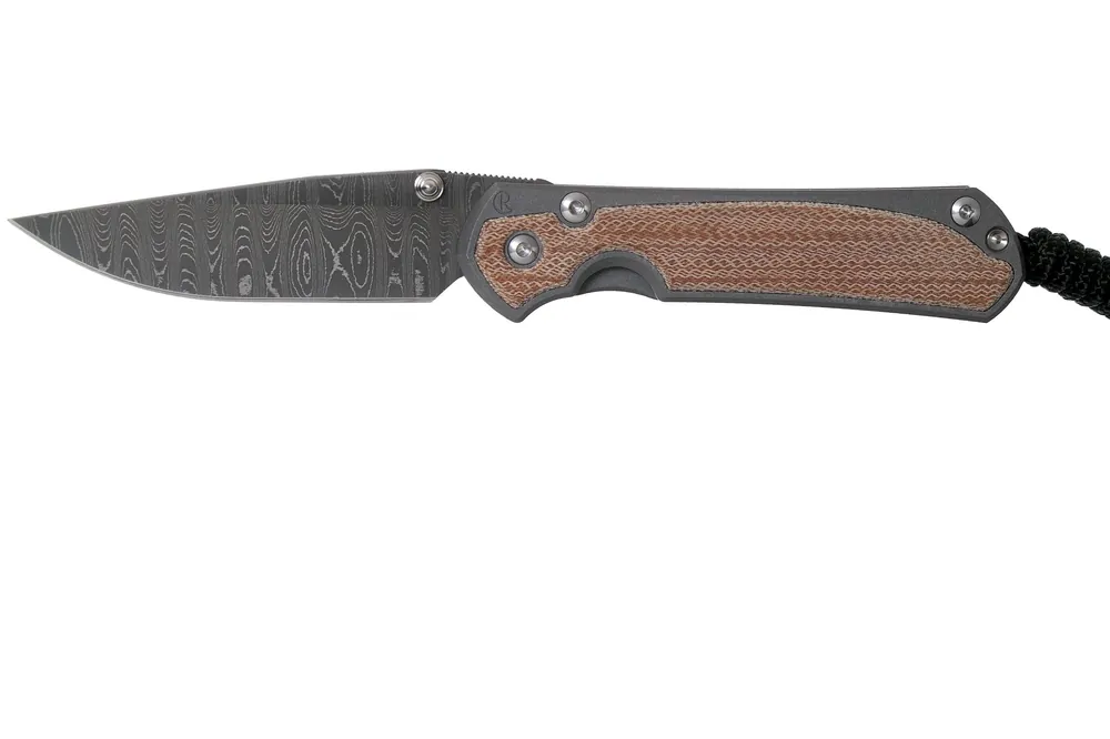 Chris Reeve Sebenza 31 Small Natural Canvas Micarta Ladder Damascus S31-1220 zakmes Gratis Retour
