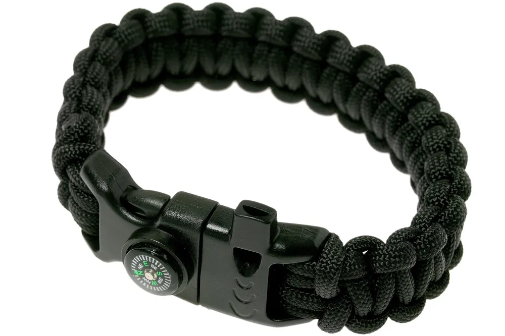 Knivesandtools survival armband cobra wave, zwart, binnenmaat 25 cm Express Levering
