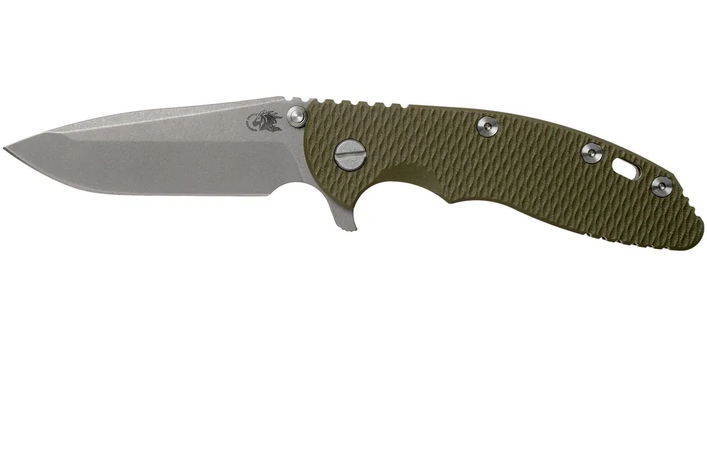 Rick Hinderer XM-18 3.5" Spanto 20CV, Working Finish, od green G10 zakmes Op = Op