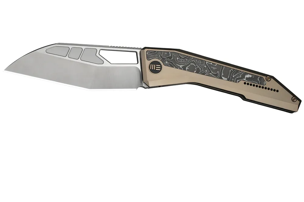 Lage Prijs We Knife Inceptus WE25017-4, Satin M390, Champagne Titanium, Aluminum Foil Carbon Fiber Inlay zakmes, Robert Saniscalchi design