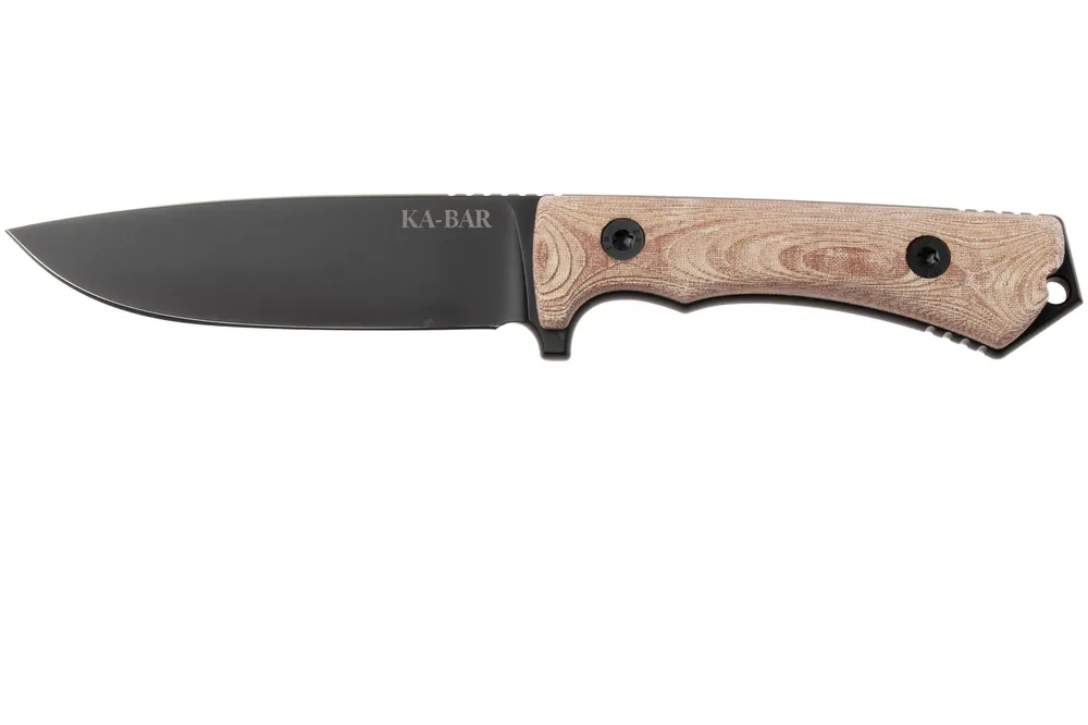 Koopje KA-BAR NX.01 Black Cerakote, Brown Natural Textite, vaststaand survivalmes