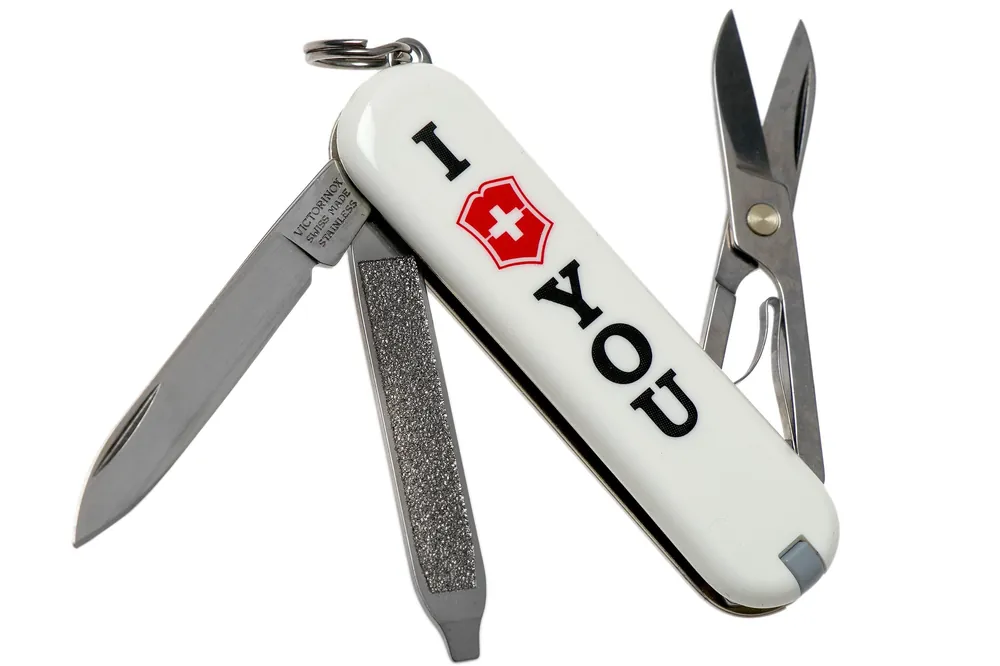 Victorinox Classic ‘The Gift’, I Love You, white 0.6233.857 Zwitsers zakmes Weekendaanbieding
