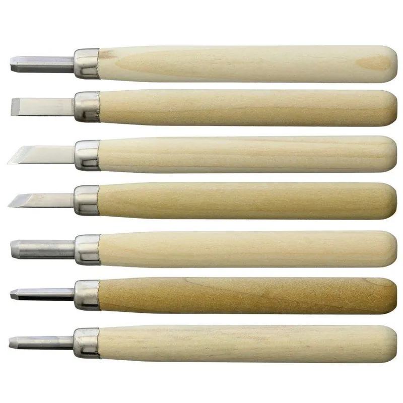 Premium Yoshiharu L-7 Maruichi Japanse houtsnijmessen, set van 7 met Baren