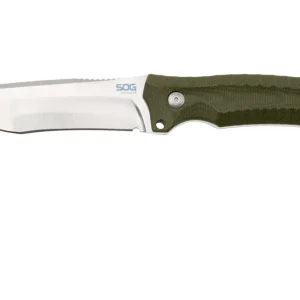 SOG Hidaka FX 17-27-01-57 Satin CPM 3V, Green Micarta vaststaand mes, Kiku Matsuda design Express Levering