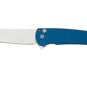 Direct Verzonden Pro-Tech Malibu 5405-BLUE, Stonewashed CPM MagnaCut, Reverse Tanto, Blue Textured Aluminum zakmes