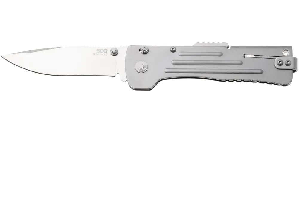SOG SlimJim 2.0 SJ41-CP Satin Blade, Bead Blasted Stainless Handle, assisted zakmes Bestseller