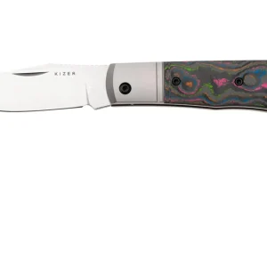 Aanbieding Kizer Trestle KI3761A2 Hand Brushed M390, Titanium Camo 80‘s Carbonfiber Inlay, zakmes, Azo design