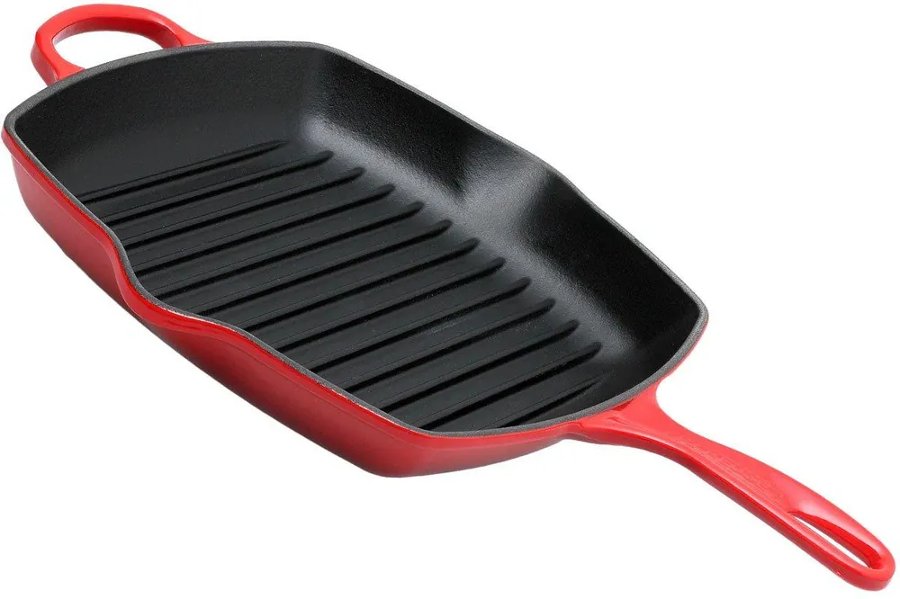 Uitverkoop Le Creuset Signature grillpan/skillet 26cm vierkant, rood