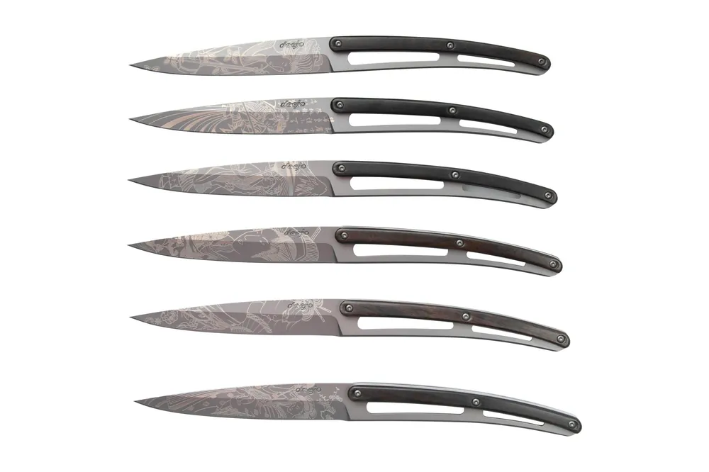 Betaalbaar Deejo Japanese 6FB000105 ebbenhout, 6-delige steakmessenset